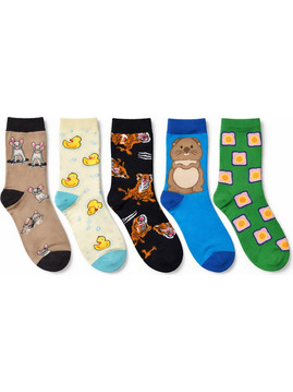 HoHo Socks Βαμβακερές Ανδρικές Κάλτσες Ψηλές με Σχέδια Μπεζ Ταμπά Μαύρες Μπλε Πράσινες 5Pack
