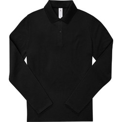 B&C Collection Γυναικεία Μπλούζα Polo Μακρυμάνικη Μαύρη PW464