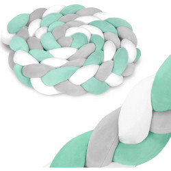 Ricokids Πάντα Κούνιας Πλεξούδα Λευκό Πράσινο Mint Γκρι 11.5x300cm