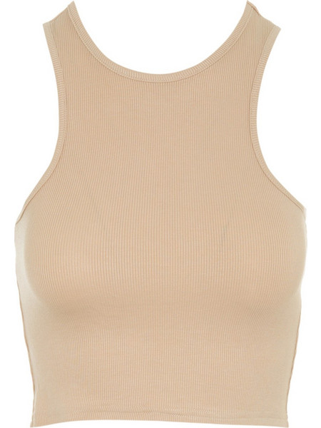 Only Γυναικείο Καλοκαιρινό Crop Top Ριπ Μπεζ 15289846
