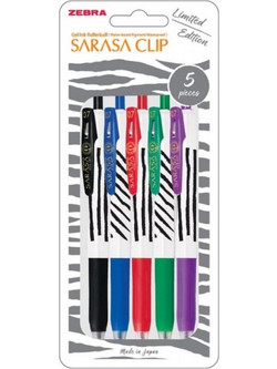 Zebra Sarasa Clip Σετ Στυλό Gel 0.7mm Πολύχρωμο 5τμχ ZEB48296