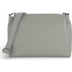 Passaggio Leather Γυναικεία Τσάντα Χιαστί Δερμάτινη Γκρι με Στενό Λουρί 5806-KR-18