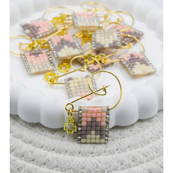 Χειροποίητα Μαρτυρικά Βάπτισης Παραμάνες Σταυρός Ροζ Γκρι 50τμχ F74-26