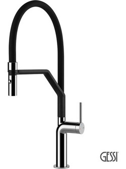 Gessi Stelo 60315-031 Μπαταρία Κουζίνας Πάγκου Διπλής Παροχής Ανάμεικτη με Εύκαμπτο Ρουξούνι Inox