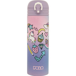 Polo Junior II Unicorn Παιδικό Παγούρι Θερμός Ανοξείδωτο με Καλαμάκι Λιλά 500ml
