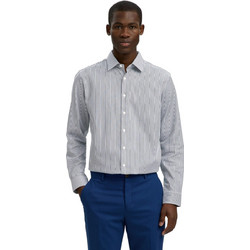 Selected Ανδρικό Πουκάμισο Βαμβακερό Μακρυμάνικο Slim Fit Λευκό Navy Μπλε 16092939