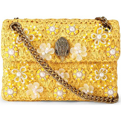 Kurt Geiger Mini Kensington Γυναικεία Τσάντα Χιαστί Ψάθινη Κίτρινη με Στενό Λουρί 5576893999