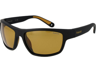 Polaroid Eyewear PLD7037S 60PGC Ανδρικά Γυαλιά Ηλίου Μάσκα Κοκάλινα Χρυσό Μαύρο με Πορτοκαλί Φακό