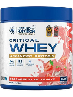 Applied Nutrition Critical Whey Strawberry Milkshake Πρωτεΐνη Ορού Γάλακτος Χωρίς Γλουτένη 132gr