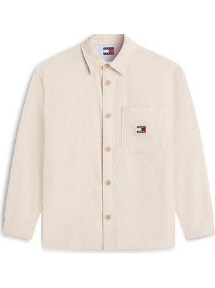 Tommy Jeans Ανδρικό Πουκάμισο Βαμβακερό Μακρυμάνικο Κανονική Γραμμή Μπεζ DM0DM21698-ACI