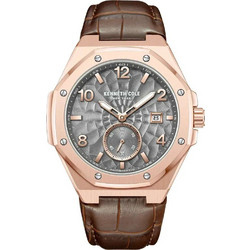 Kenneth Cole Ανδρικό Ρολόι Αυτόματο με Καφέ Δερμάτινο Λουράκι KCWGX0059002