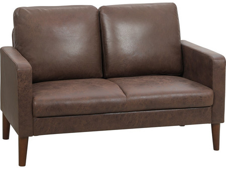HOMCOM Διθέσιος Καναπές Δερματίνη Καφέ 130x78x85cm 8056644357453