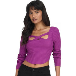 Only Γυναικείο Χειμερινό Crop Top Ριπ Μωβ 15300377