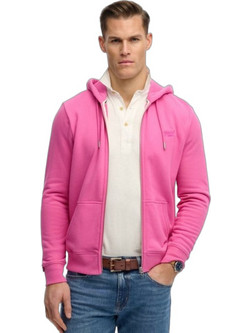 Superdry Ανδρική Ζακέτα Φούτερ με Κουκούλα και Φερμουάρ Φούξια M2014128A-XRY