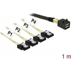 DeLOCK 83393 Καλώδιο Σκληρού Δίσκου mini SAS to 4 x 7-Pin SATA III 1m Multicolor