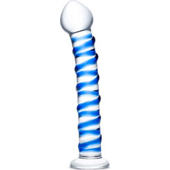 Passion Labs Spiral Premium Γυάλινο Dildo 17cm Μπλε Διαφανές