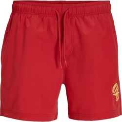 Jack & Jones Ανδρικό Μαγιό Σορτς με Σχέδια Κόκκινο 12307177