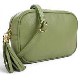 Passaggio Leather Γυναικείο Τσαντάκι Χιαστί Δερμάτινο Πράσινο Mint με Στενό Λουρί 5655-KR-101