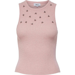 Only Γυναικείο Καλοκαιρινό Crop Top Πλεκτό με Στρας Ροζ 15251272