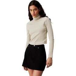 Calvin Klein Γυναικείο Χειμερινό Crop Top Βαμβακερό Εκρού J20J224196-PD7