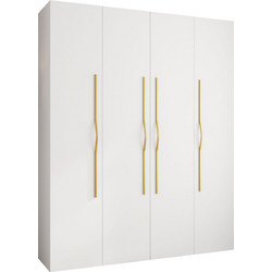 PoliHome Τετράφυλλη Ντουλάπα Ρούχων Como II Λευκή 200x52x246cm 163056399