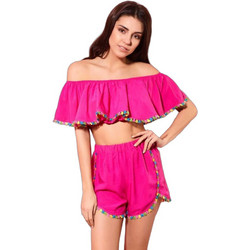 Milena By Paris Γυναικείο Καλοκαιρινό Crop Top Φούξια 040132