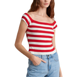 Attrattivo Γυναικείο Καλοκαιρινό Crop Top Λευκό Κόκκινο 9P22488