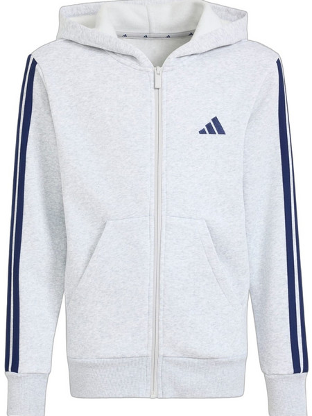 Adidas Παιδική Ζακέτα Φούτερ με Κουκούλα και Φερμουάρ Γκρι Navy Μπλε KQ9050