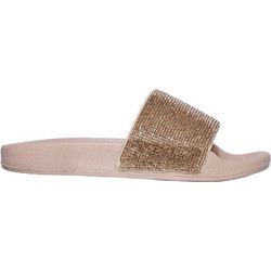 Skechers Pop Ups Stone Age Γυναικείες Παντόφλες Καλοκαιρινές Αντιολισθητικές Κολυμβητηρίου Χρυσές 32369-RSGD