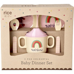 Rice Βρεφικό Σετ Φαγητού Pink Rainbow 4τμχ