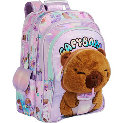 Goomby Capybara Σχολική Τσάντα Πλάτης Δημοτικού Λιλά GB40527