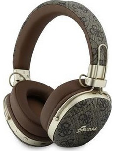 Guess 4G Metal Script Logo ENC Ασύρματα Bluetooth Ακουστικά Over Ear με Noise Cancelling Καφέ Γκρι