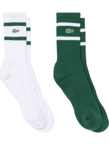 Lacoste Ανδρικές Κάλτσες Ψηλές Λευκές Κυπαρισσί 2Pack RA9189-291