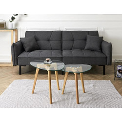 Home Deco Βοηθητικά Τραπεζάκια Σαλονιού Οβάλ Γυάλινα με Ξύλινη Βάση 2τμχ Μ60xΠ43xΥ45cm HD3212