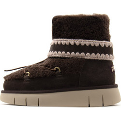 Mou Γυναικεία Μποτάκια Suede Σοκολατί με Γούνα FW531041M