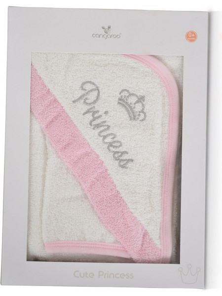 Cangaroo Cute Princesd Βρεφικό Μπουρνούζι Κάπα Λευκό Ροζ 75x75cm