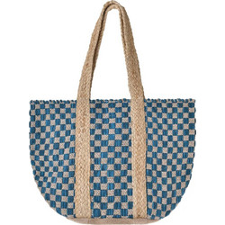 Ble Resort Collection Πλεκτή Τσάντα Θαλάσσης Ώμου Μπλε 31x40cm 5-42-099-0129