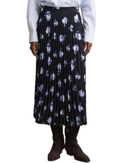 Gant Μίντι Φούστα Υφασμάτινη Ψηλόμεση Πλισέ Floral Navy Μπλε Γαλάζια 3GW4400269-433