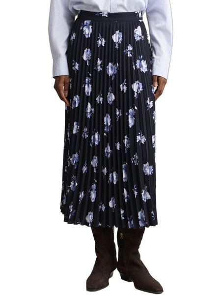 Gant Μίντι Φούστα Υφασμάτινη Ψηλόμεση Πλισέ Floral Navy Μπλε Γαλάζια 3GW4400269-433