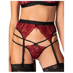 Milena By Paris Ζαρτιέρες με Δαντέλα See Through Μαύρες Κόκκινες 5354