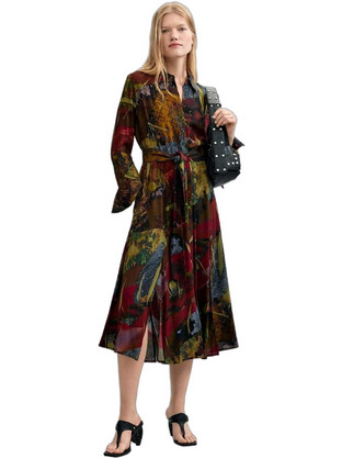 Desigual Midi Καθημερινό Φόρεμα Σεμιζιέ Μεταξωτό Πολύχρωμο 26WWVW33-4000