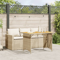 vidaXL Σετ Τραπεζαρία Κήπου Rattan 2τμχ Μπεζ Λευκό 366338