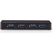 Nedis UHUBU3420BK USB Hub 3.0 USB-A με 4 Θύρες USB-A & Εξωτερική Παροχή Ρεύματος