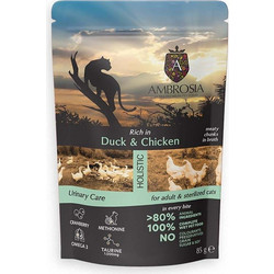 Ambrosia Holistic Adult Sterilised Urinary Care Grain Free with Duck & Chicken in Broth 85gr