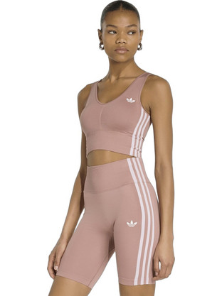 Adidas Originals Essentials 3-Stripes Αθλητικό Μπουστάκι με Μέτρια Στήριξη & Αφαιρούμενη Ενίσχυση Nude KZ4108