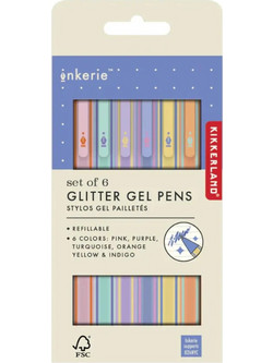 Kikkerland Inkerie Σετ Στυλό Gel Πολύχρωμο με Glitter 6τμχ