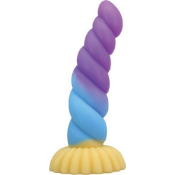 Power Monsters Unicorn Dildo με Βεντούζα 22cm Μπλε Κίτρινο Μωβ