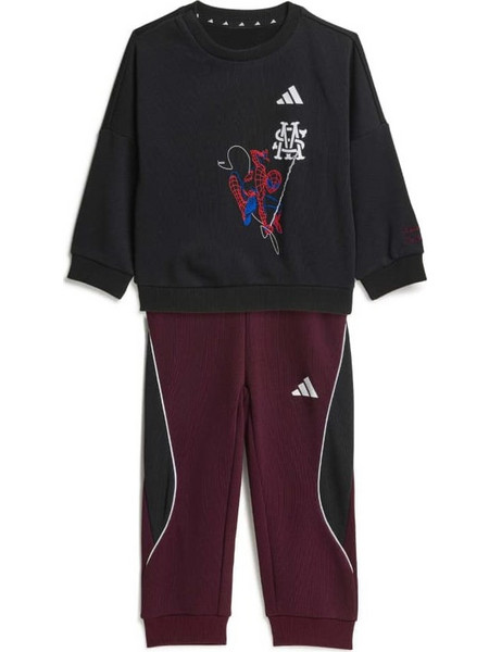 Adidas Marvel Spider-Man Βρεφικό Σετ Φόρμας για Αγόρι Χειμωνιάτικο Μαύρο Μπορντό KG6116