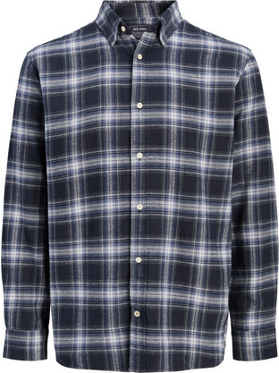 Jack & Jones Ανδρικό Πουκάμισο Βαμβακερό Καρό Μακρυμάνικο Κανονική Γραμμή Navy Μπλε 12298946