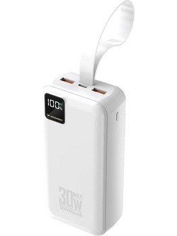 Wozinsky W8-W Power Bank 30000mAh 30W με 2 Θύρες USB-A & Θύρα USB-C White